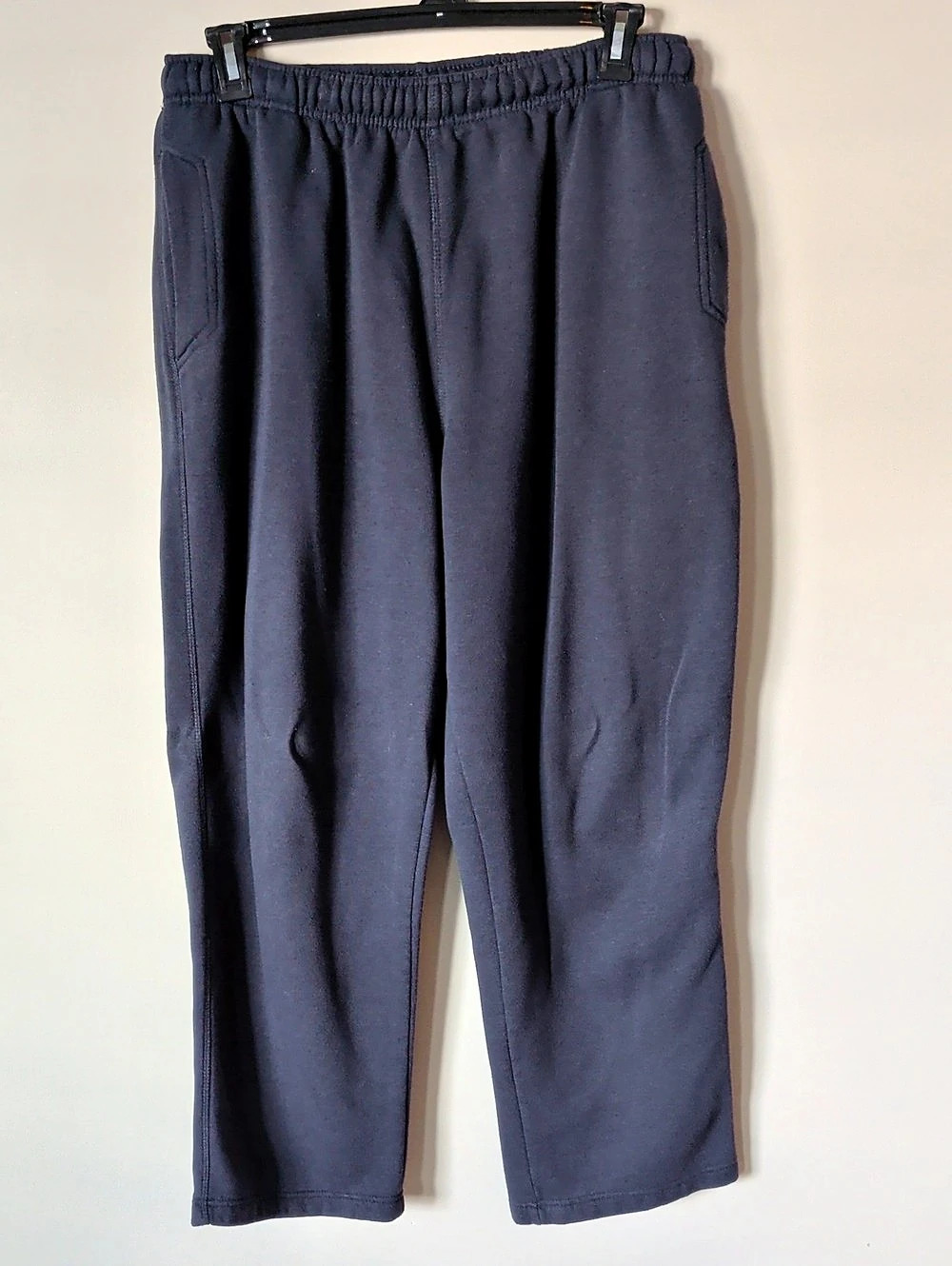 Fleece Wide Leg Jogger Pants in Navy Size Large